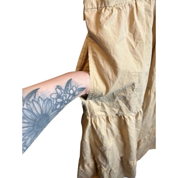 GAP Tie Back Halter Tiered Skirt Maxi Dress Beige Size 16 - Picture 4 of 7